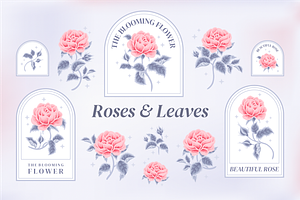 LILAC ROSES - Clip Art & Logo Set