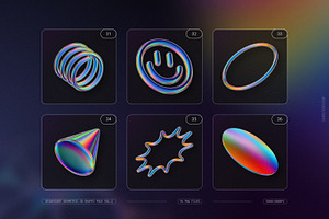 Iridescent Geometric 3D Shapes Vol.2