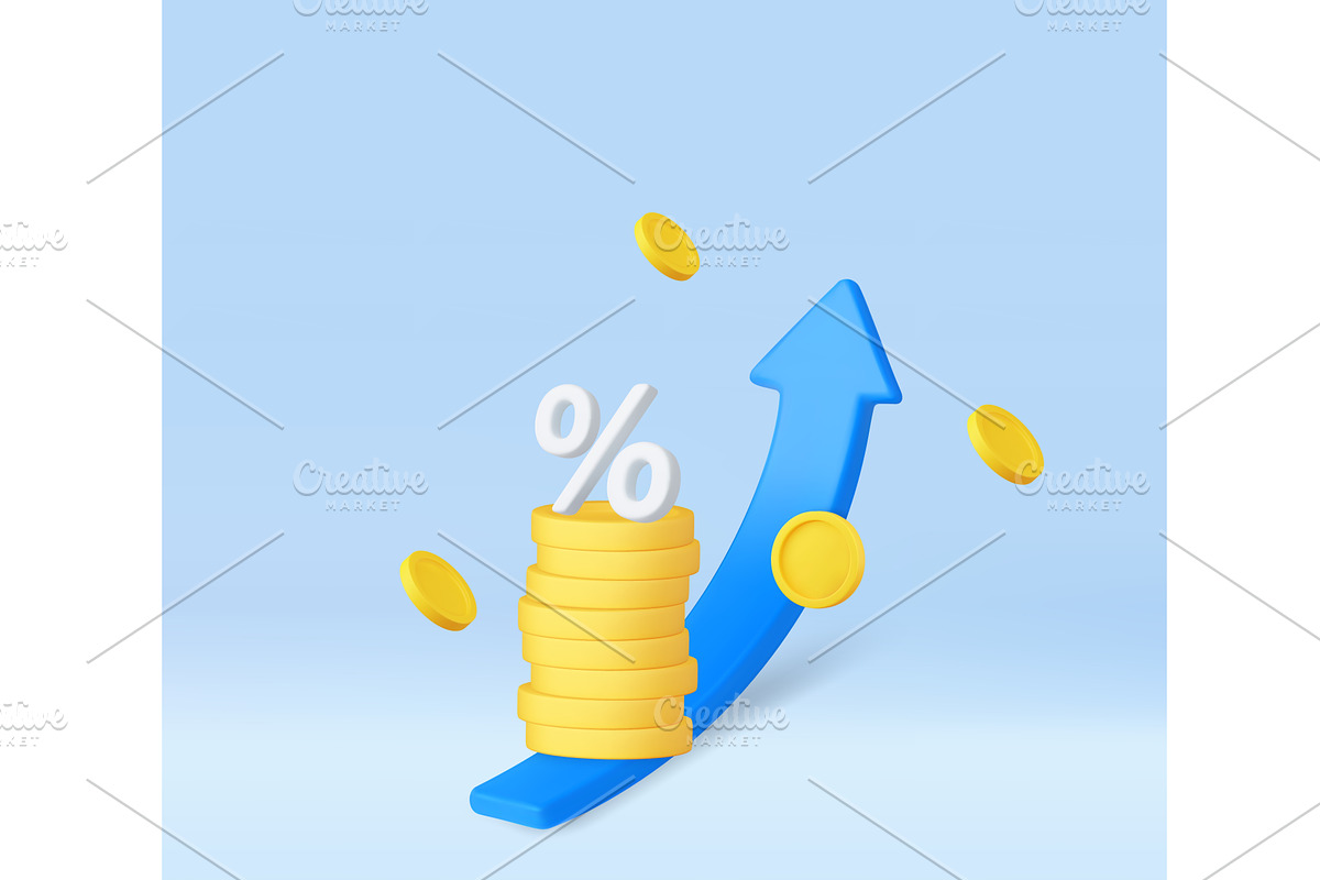 3d Rising Interest Rates and, a Finance Illustration by ModVector