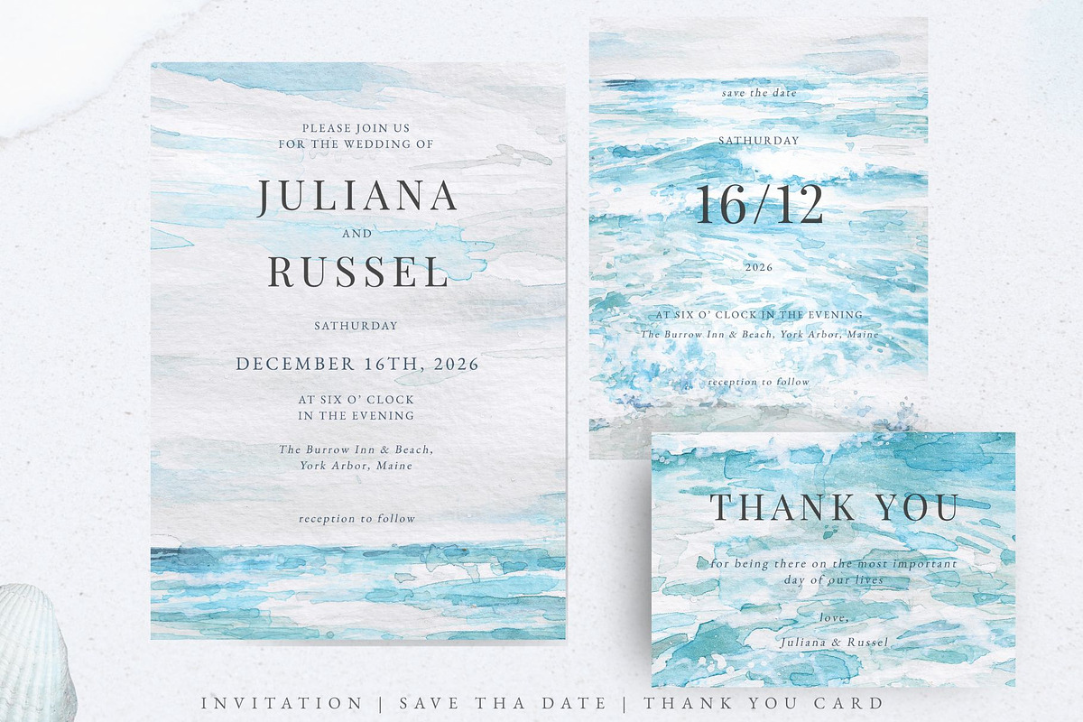 Cloudy Seascape Wedding Set preview 2