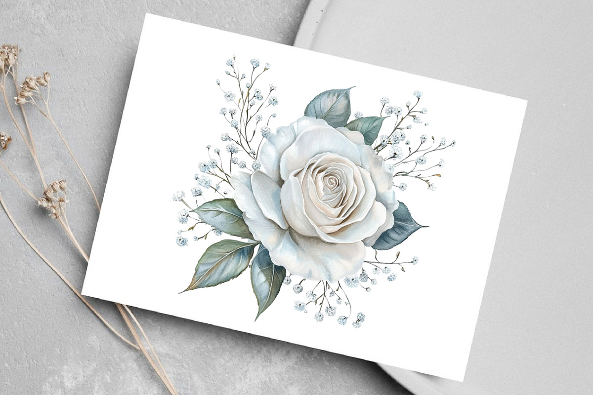 Watercolor White Wedding Day Clipart, an Illustration by Canvas Craft (Photo 7 of 8)