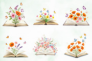 Vintage Flowers With Book Clipart, an Illustration by Creative Art (Thumbnail 6 of 9)