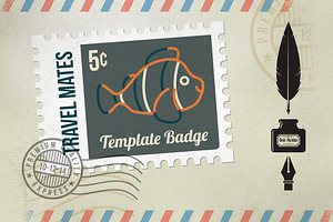 6 Postage Stamp Badges Bonus