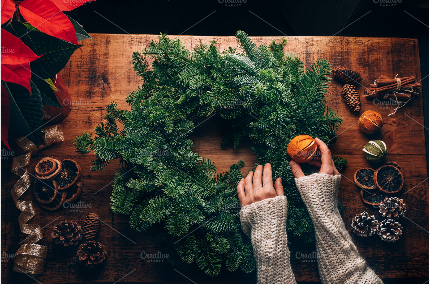 Process of making christmas wreath, a Holiday Photo by MAnuta