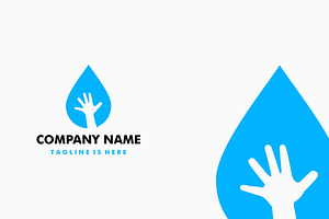 Water Drop Kid Hand Logo