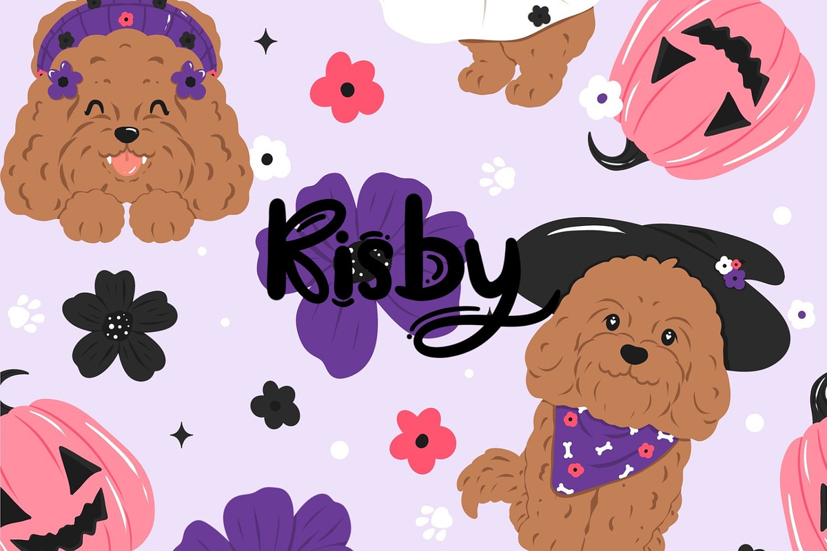 Halloween Flower Dogs Pattern, a Pattern Graphic by KisbyArt (Photo 1 of 3)
