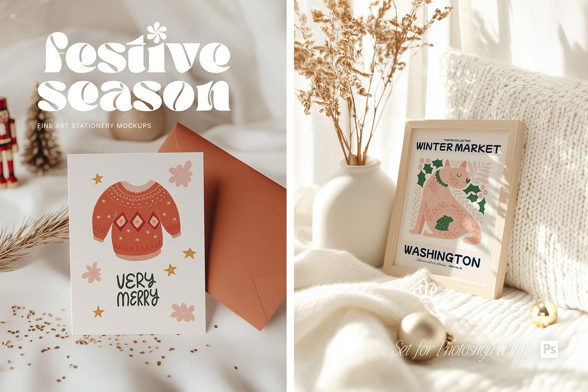 Festive Season Christmas Card Mockup, a Product Mockup by Muse Mockups (Photo 12 of 15)