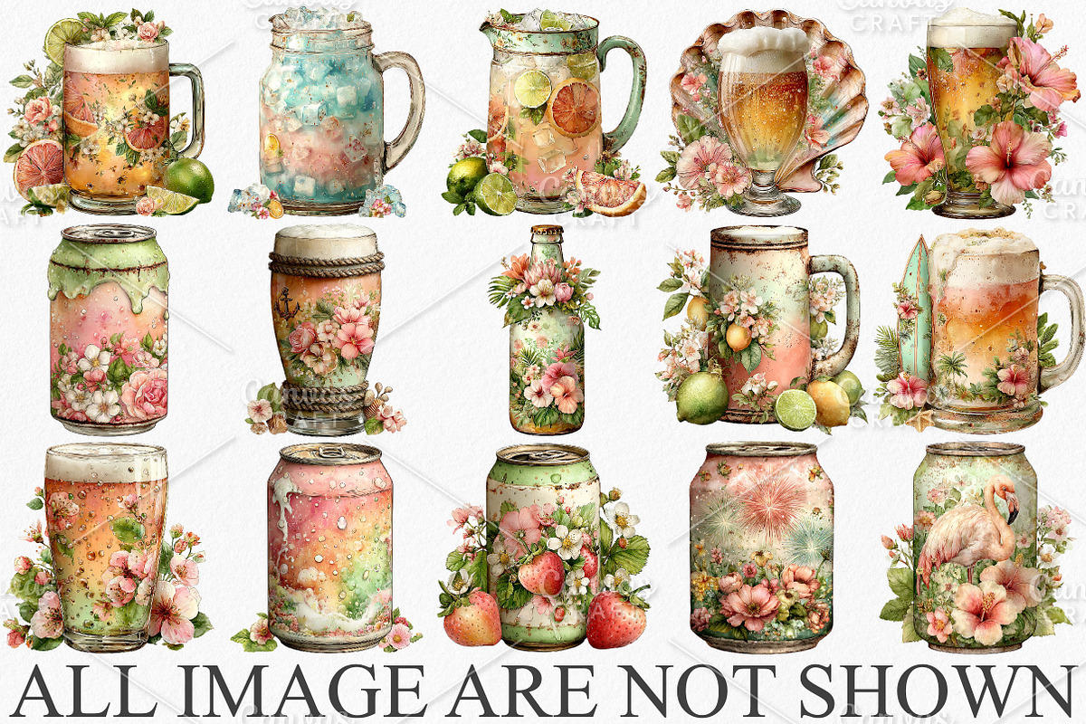 Whimsical Summer Beer Clipart Bundle, an Illustration by Canvas Craft (Photo 3 of 7)