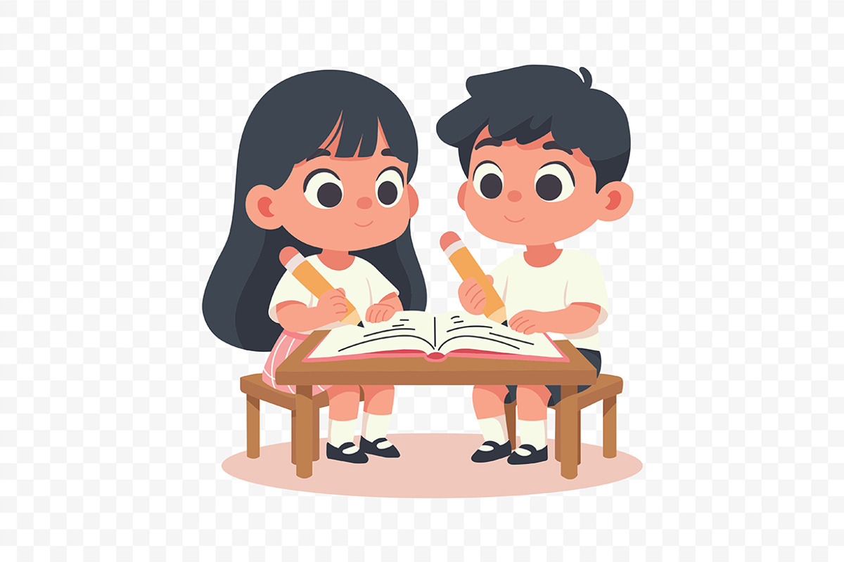 Children Studying Together Cartoon, an Education Illustration by Partikusi Design (Photo 3 of 3)