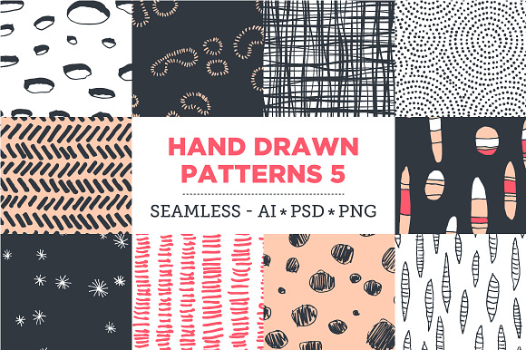 10 Seamless Hand Drawn Patterns V.5