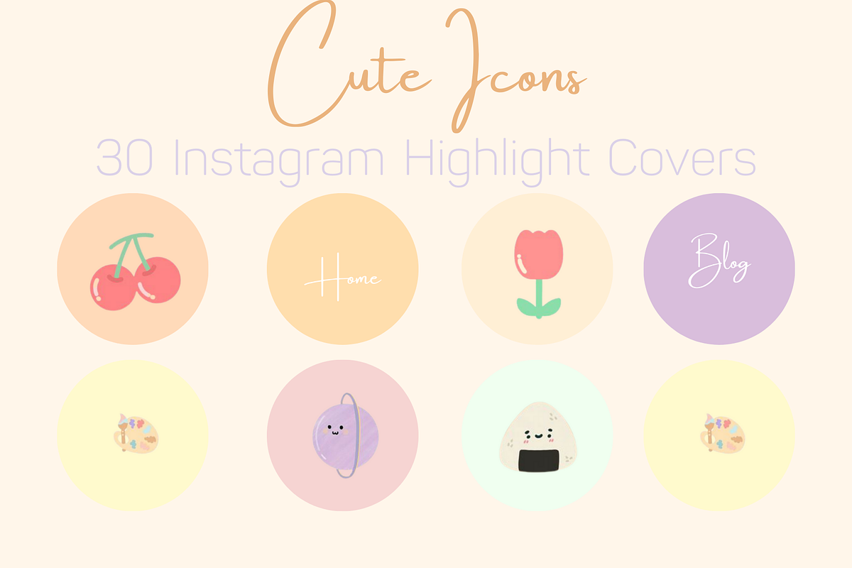 Cute Instagram Highlight Covers, a Social Media Template by HandmadeWithLove (Photo 1 of 3)