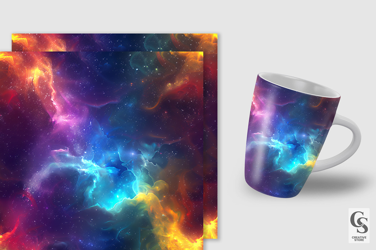 Rainbow Galaxy Stars Background, a Pattern Graphic by Creative Store (Photo 2 of 5)