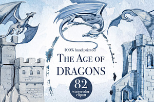 The Age Of Dragons Clipart Set, a Decorative Illustration by ArtCreationsDesign