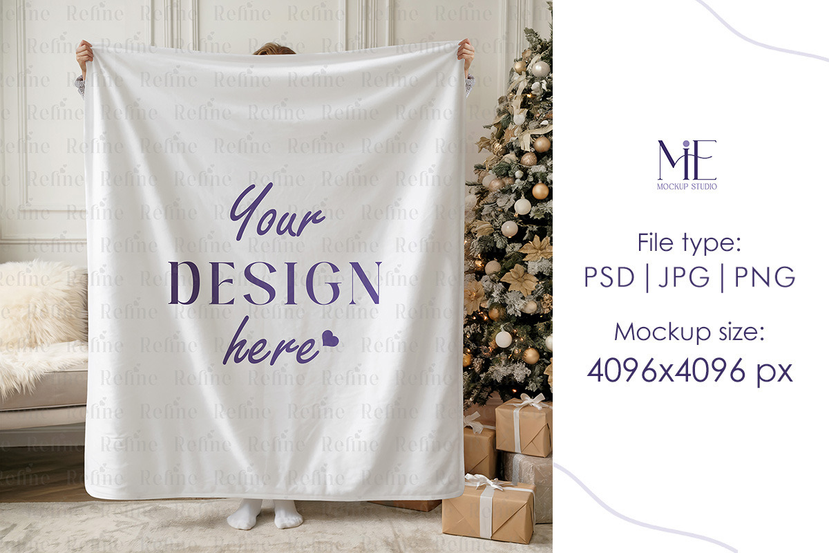 Christmas Sherpa Blanket Mockup, a Household Mockup by Mie Mockup Studio (Photo 2 of 8)