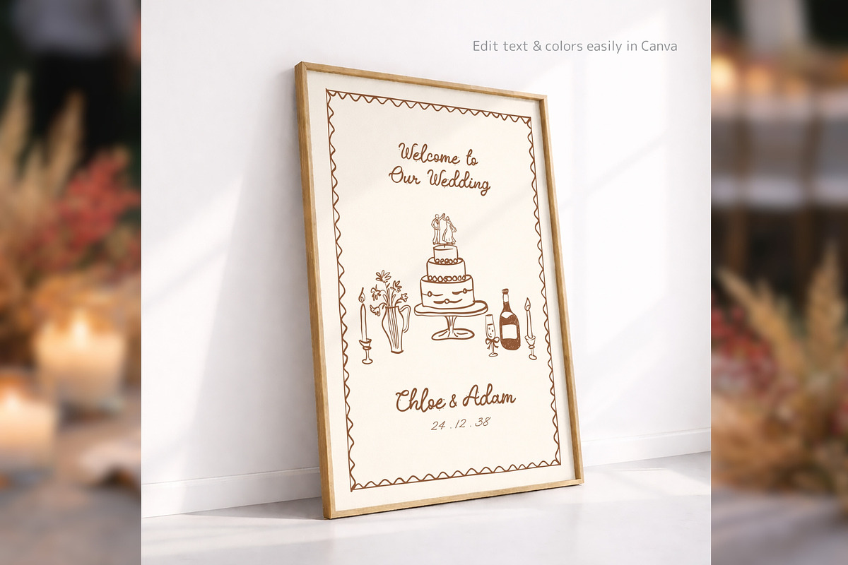 Wedding Welcome Sign Canva bd003, a Poster Template by TyphoonStudio (Photo 6 of 9)