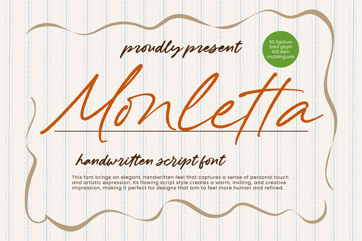 Monletta Handwritten Script Font, a Script Font by Letterena Studios Script (Photo 1 of 15)