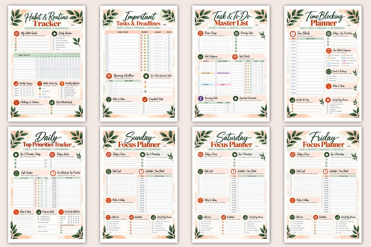 Weekly Focus & Reset Planner, a Stationery Template by Designmela01 (Photo 2 of 5)
