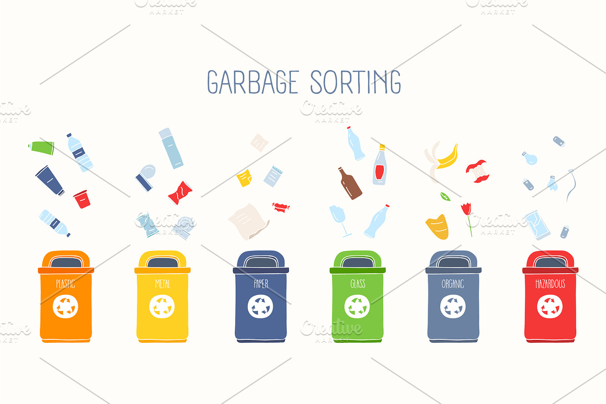 Garbage sorting concept, an Illustration by Good Studio