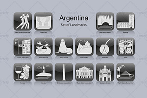 Argentina landmark icons (16x)