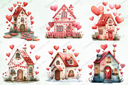 Watercolor Valentine House Clipart, an Illustration by Creative Art (Thumbnail 3 of 9)