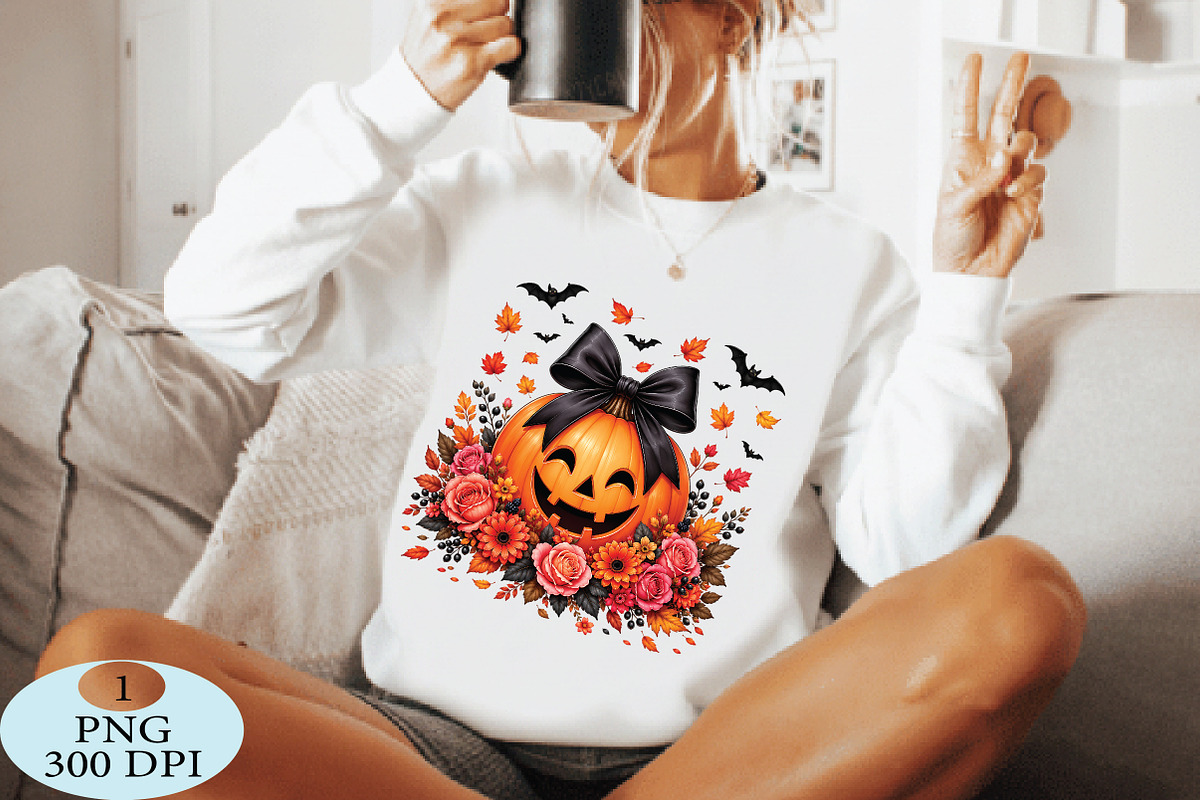 Jack O’Lantern with Black Bow PNG, a Seasonal Illustration by Daily.Designs (Photo 4 of 5)