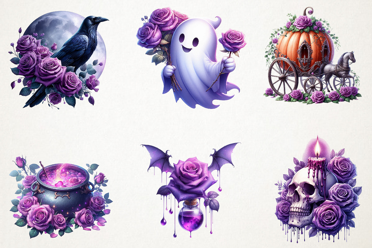 Halloween & Purple Roses Clipart, an Illustration by RobertsArt (Photo 4 of 7)