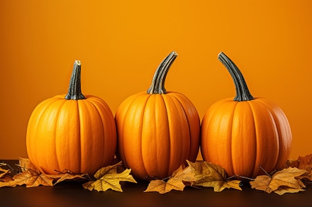 autumn pumpkins over orange background, halloween concept. Gener, a Nature Photo by Ales Munt