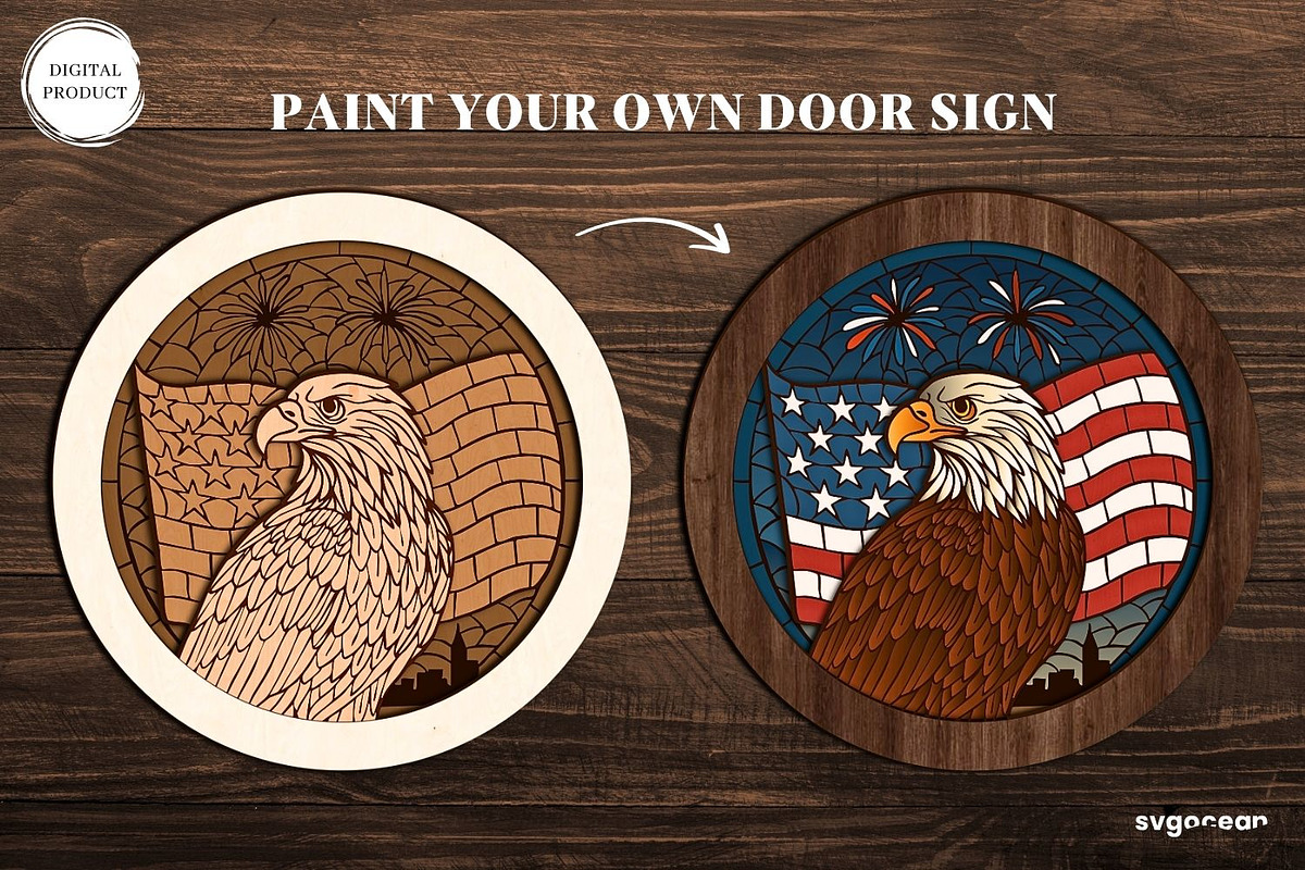 Patriotic Door Sign Bundle, a Decorative Illustration by svgocean (Photo 3 of 16)