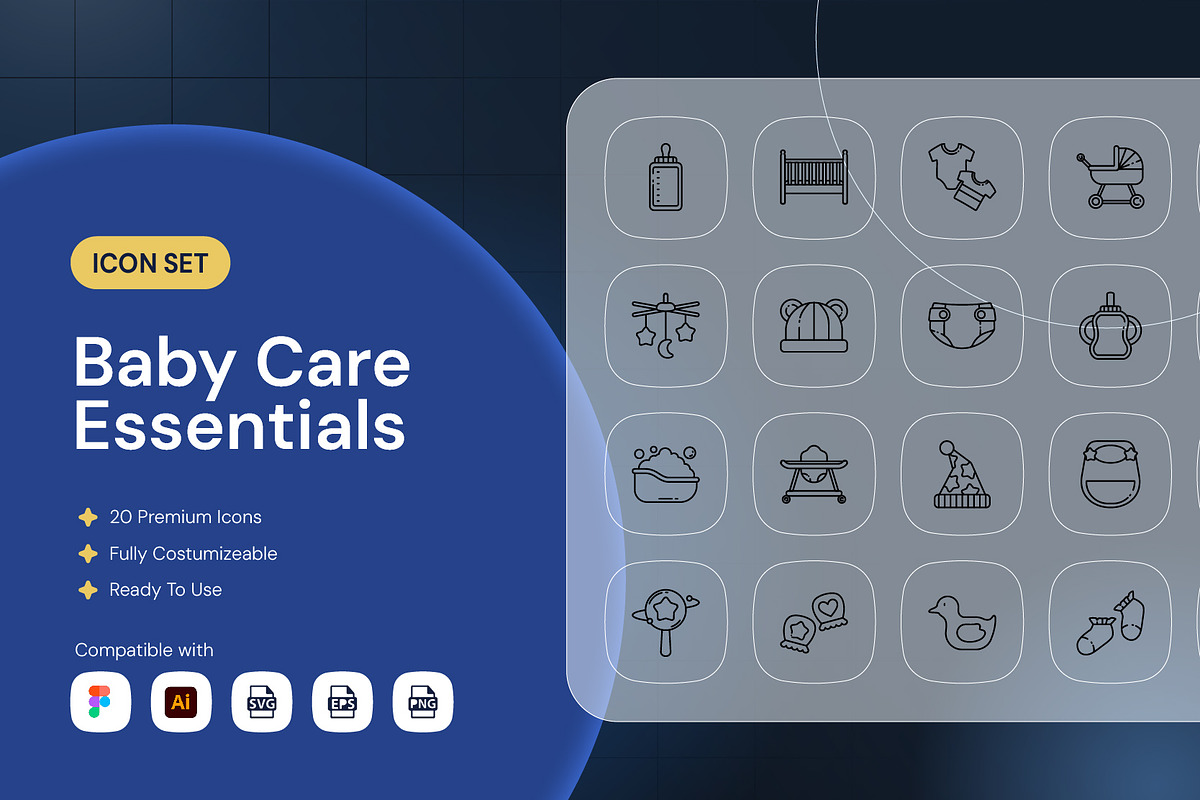 Baby Care Essentials Icon, an Outline Icon by Nathaya Studio (Photo 1 of 2)