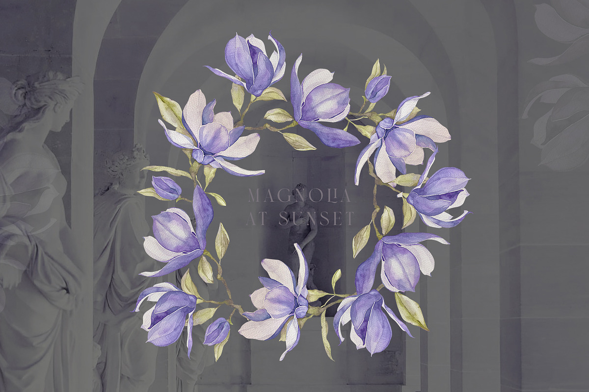 Watercolor magnolia clipart, an Illustration by MariGraphic boutique (Photo 4 of 10)