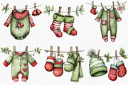 Christmas Baby Clothesline Clipart, an Illustration by Canvas Craft (Thumbnail 3 of 7)