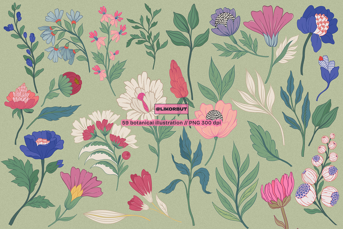 Modern Botanical Floral Illustration, a Decorative Illustration by likorbut (Photo 3 of 9)