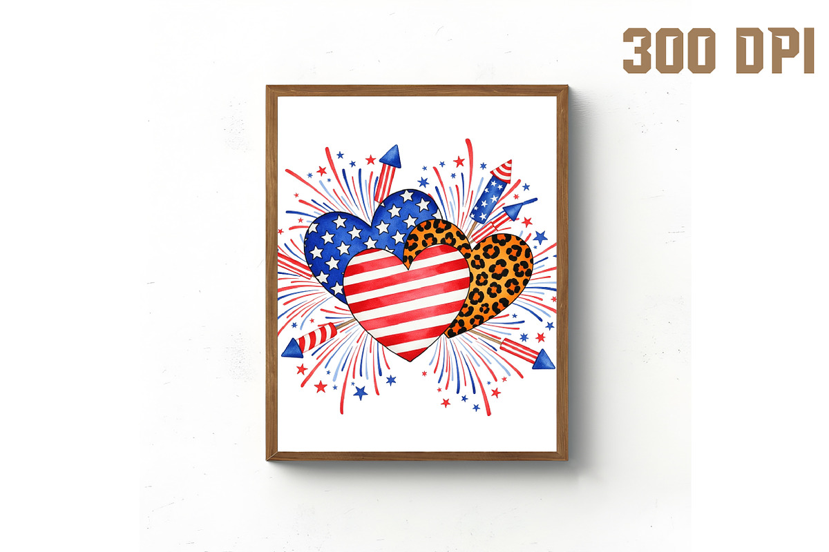 USA Hearts Design with Fireworks PNG, an Illustration by Libby Wishes (Photo 2 of 6)