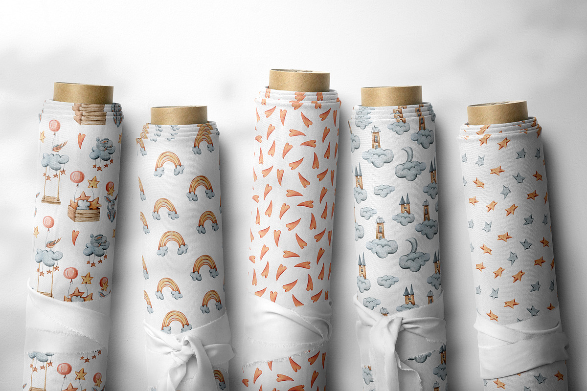 Watercolor CUTE BUNNIES patterns, a Pattern Graphic by Tiana Geo (Photo 6 of 7)