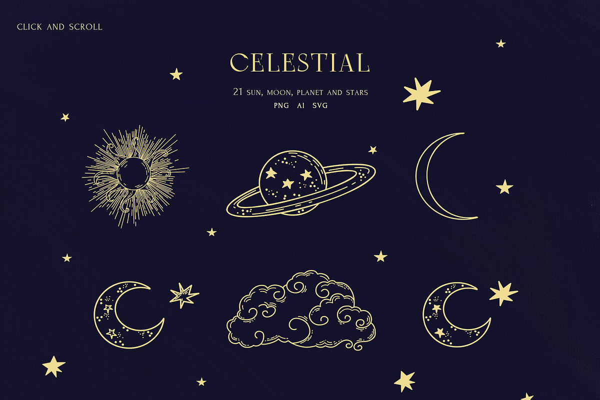 Solar & lunar. Sparkle of the planet, a Decorative Illustration by Summer Nightingale Art (Photo 4 of 10)