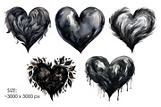 Black hearts PNG valentines clipart, a Decorative Illustration by Whimsy Brush Studio (Thumbnail 4 of 6)