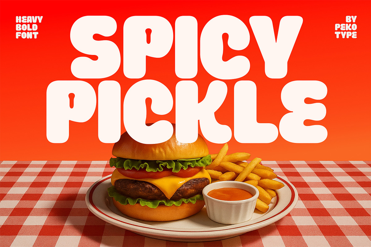 SPICY PICKLE – Food Display Font, a Font by Pekotype (Photo 1 of 16)