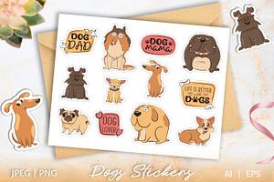 Funny cartoon purebred dogs