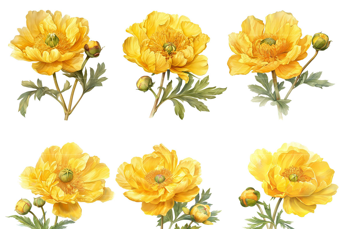 Watercolor Yellow Flower Clipart, an Object Illustration by Design Scotch (Photo 3 of 7)
