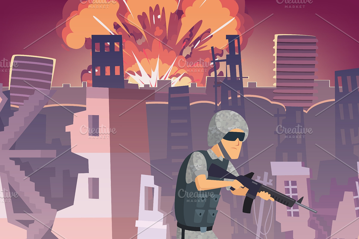 Soldier walking through war torn, a Wallpaper Graphic by Onyx (Photo 3 of 3)