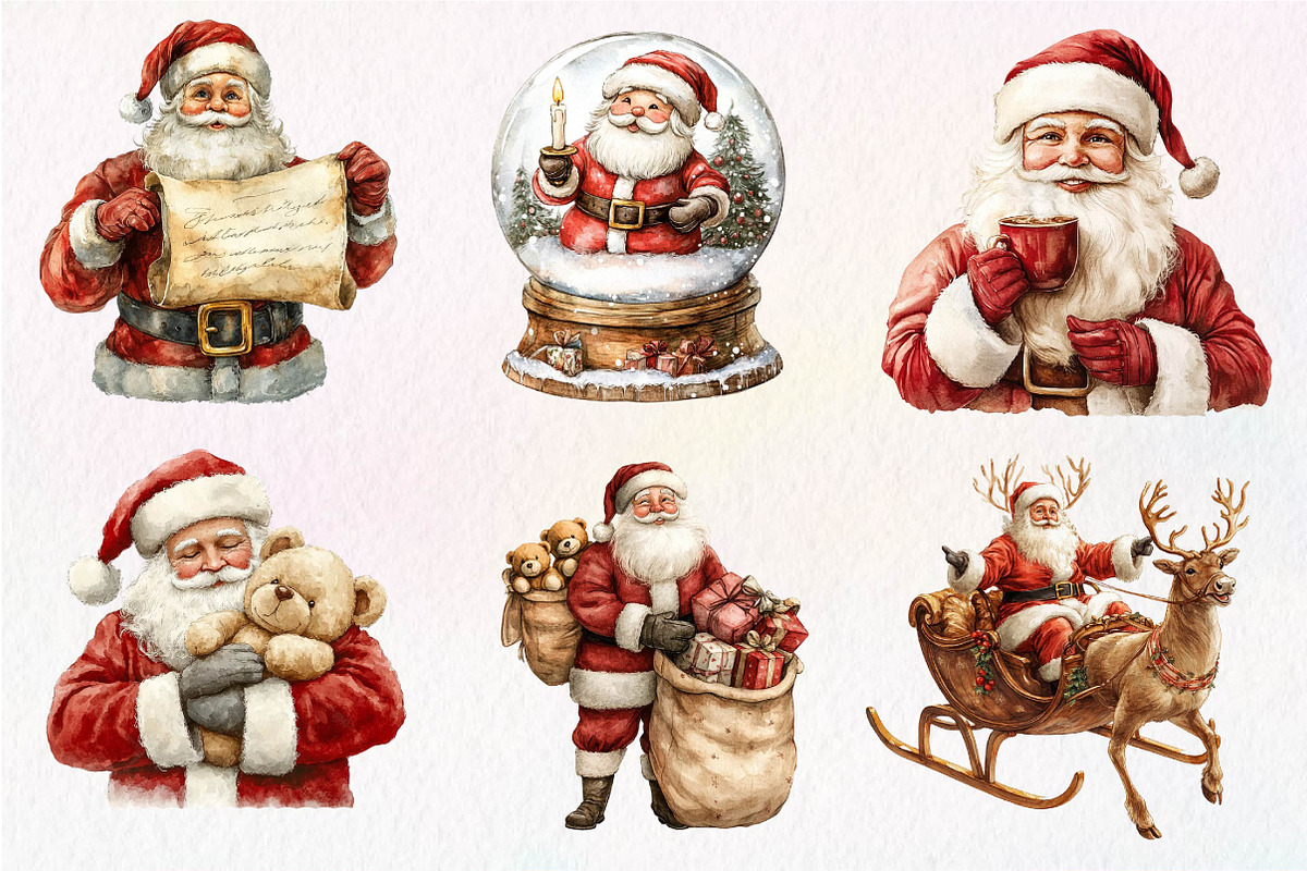 Vintage Santa Claus Clipart, an Illustration by Dream Creation (Photo 6 of 7)