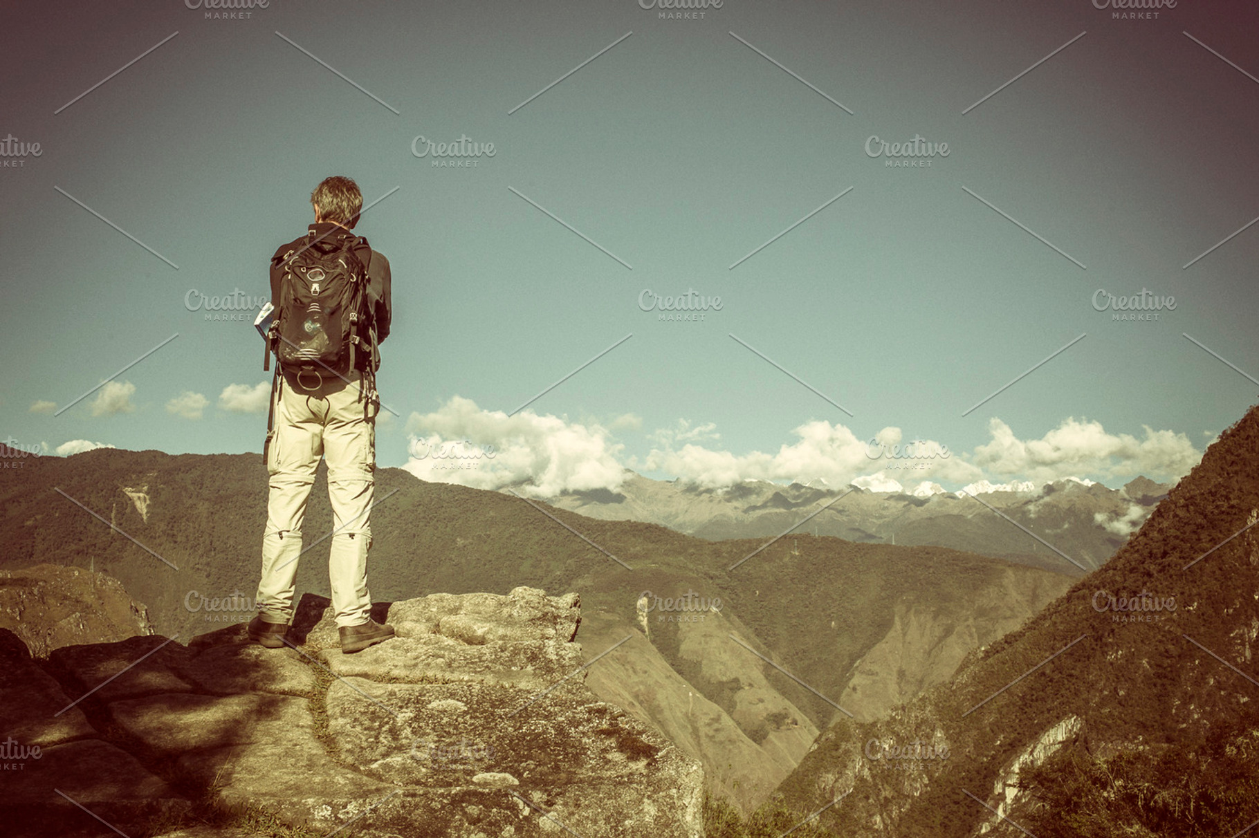 Man on top containing mountain, top, and sky