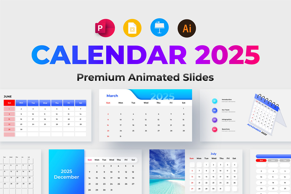 Calendar 2025 Infographics Template, a Presentation Template by Abert (Photo 1 of 12)