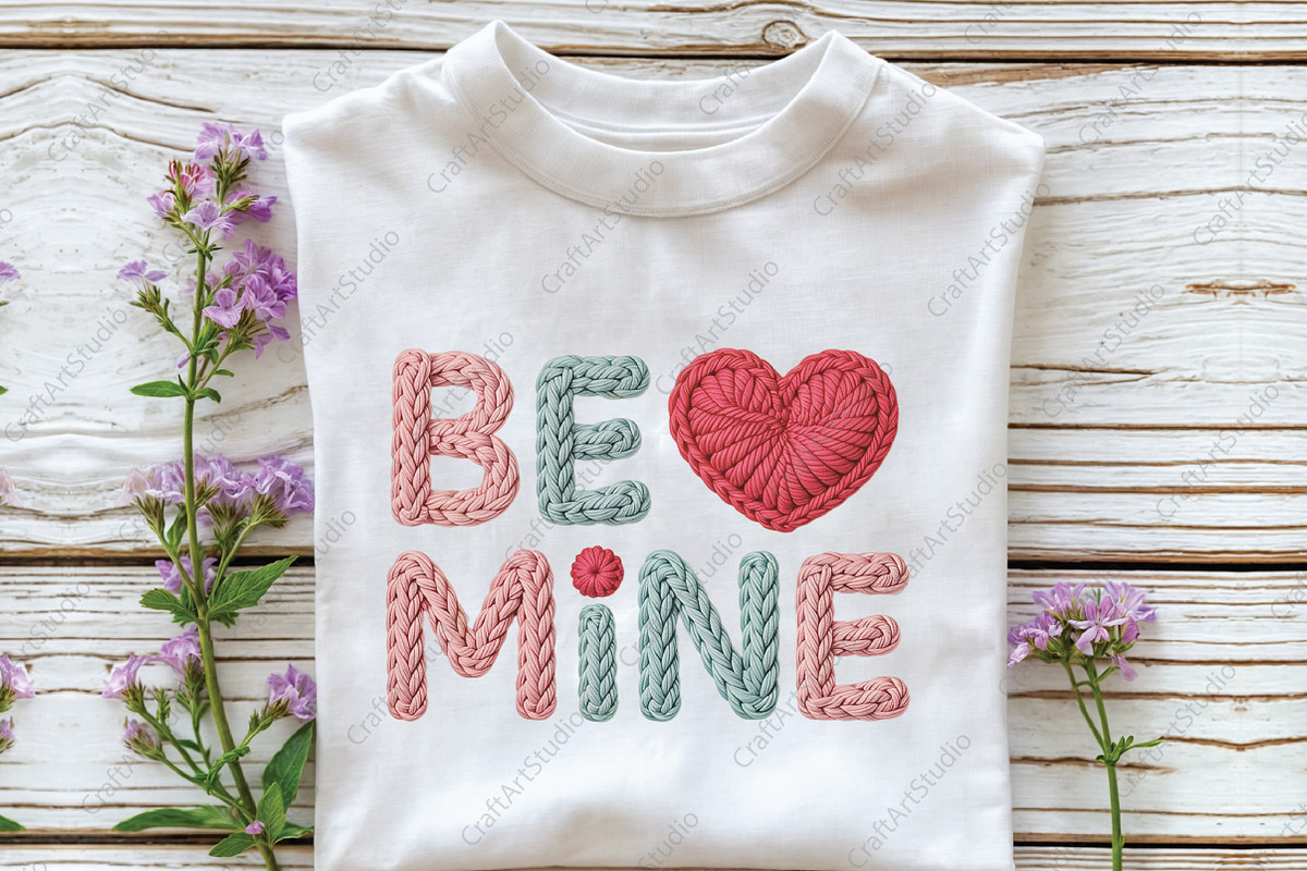 Valentine Faux Yarn Be Mine Png, an Illustration by CraftArtStudio (Photo 2 of 4)