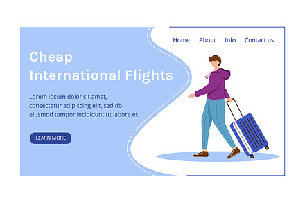 Cheap international flights webpage, a Landing Page Template by The img