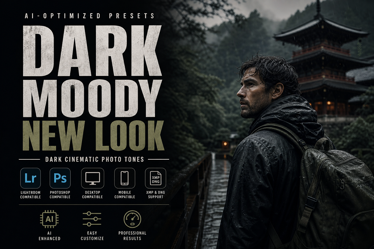 Dark Moody New Look Lightroom Preset, a Preset Add-On by AAA Presets (Photo 1 of 21)