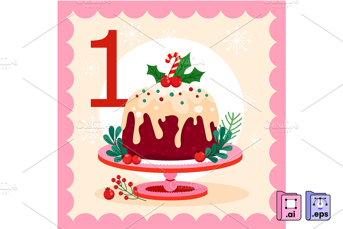 Christmas Pudding Illustration, an Illustration by MISS CHATZ