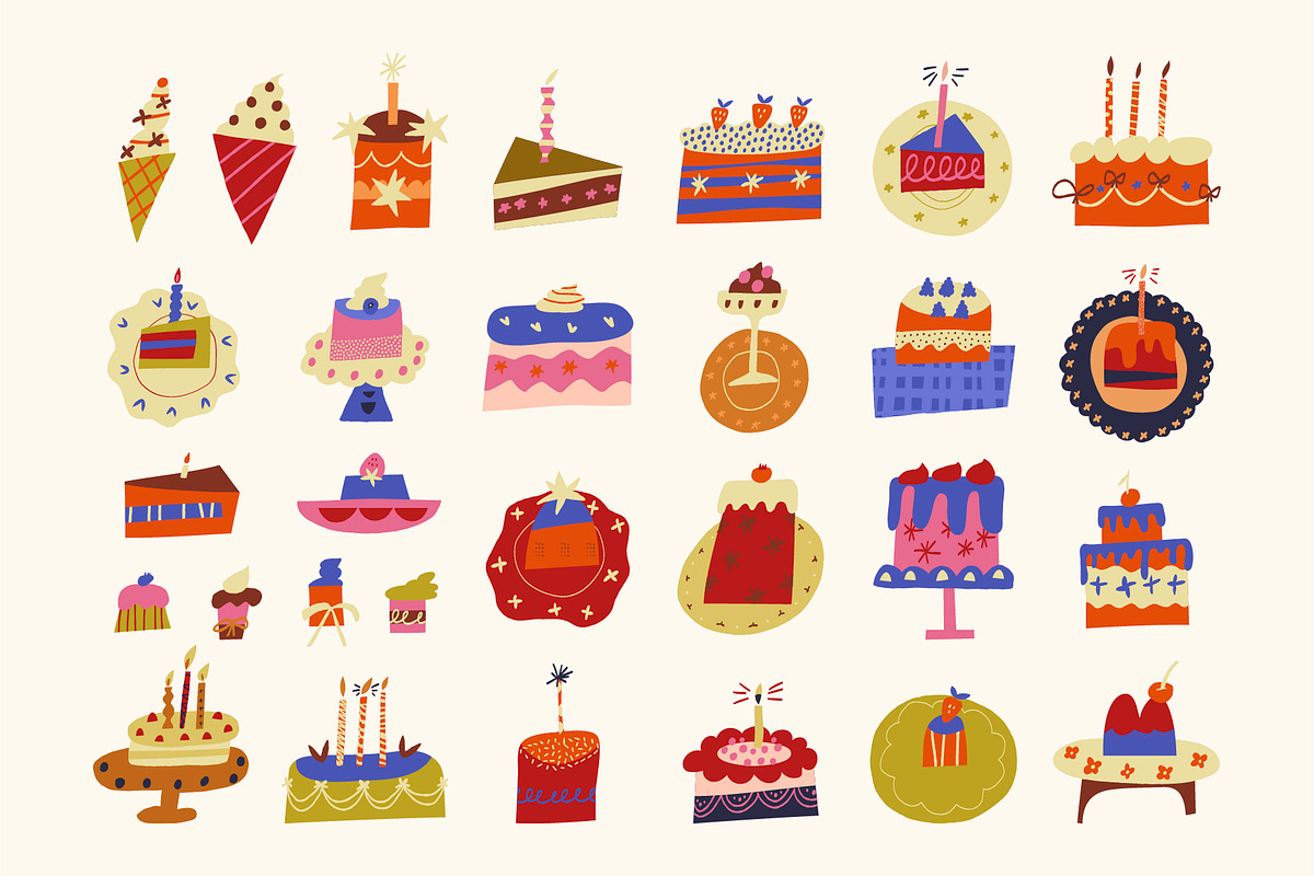 Piece of Cake Birthday Cake Clipart, a Decorative Illustration by Olia (Photo 4 of 19)