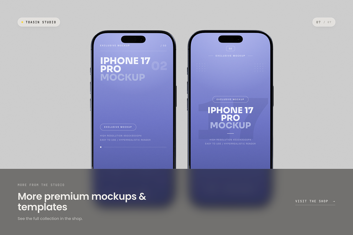 iPhone 17 Pro Mockup, an iPhone Mockup by Toasin Studio (Photo 7 of 7)
