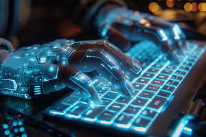 Human hands typing on computer keyboard. Cyber security concept, a Technology Photo by AlyaAnd